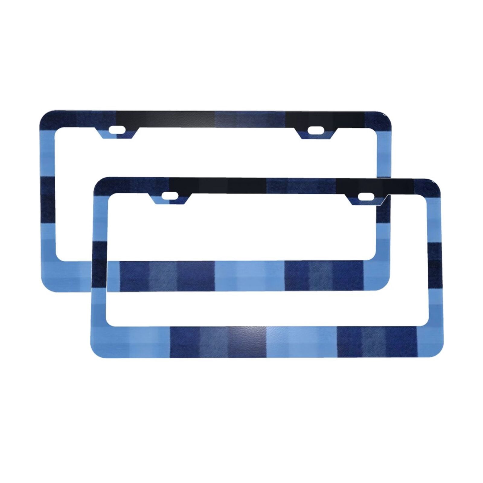 License Plate Frame With Screw Caps 2 Pack Car Plate Frame Front And Rear Rust-Proof Universal Car Tag Holder Cornflowerblue Buffalo Plaid Check Tartan Scotland_1