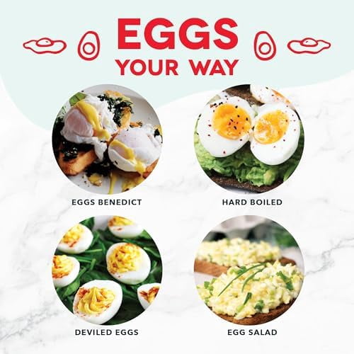 Rapid Egg Cooker - Boiler,Poacher & Steamer - Includes Measuring & Recipe Guide - Dishwasher Safe - BPA Free - Holds 7 Eggs,Lavender,(Pack of 4)