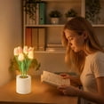thumbnail image 5 of FENGGHAO Mothers Day Tulip Night Light 6 Heads Champagne Artificial Flower LED Lamp with Vase Dimmable Rechargeable Table Centerpiece Home Decor, 5 of 7