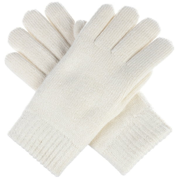 LL Women's Toasty Warm Plush Fleece Lined Knit Winter Gloves (Ivory