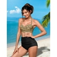thumbnail image 3 of ONLYSHE Retro Bathing Suits for Women 2 Piece Printed Swimsuits Bikini Top With High Waisted Bottom Swimwear, 3 of 6
