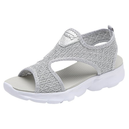 

WNVMWI Sandals Women Fit Flops Sandals for Women Beach Shoes Slippers Flip Flops Women s Slide Sandals Women Mesh Beach Elatic Band Sport Casual Open Toe Wedges Soft Bottom Shoes Sandals Size 38