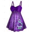 thumbnail image 2 of Más el tamaño de impresión tribal floral cintura del imperio de baño tankini Rosegal Camisetas tallas grandes, 2 of 5