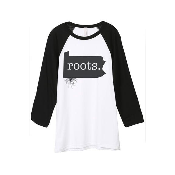 Thread Tank Home Roots State Pennsylvania PA Unisex 3/4 Sleeves Baseball Raglan White Black Small