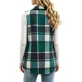 thumbnail image 7 of Womens Fall Plaid Midi Vests Sleeveless Stand Up Collar Button Down Fashion Casual Outerwear Multicolor 03 XL, 7 of 7