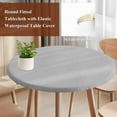 thumbnail image 5 of Leather Texture Round Fitted Tablecloth with Elastic Edge, Vintage Gary Classic Art Stretch Table Covers for 55"-60" Tables Wipeable Table Cloth for Outdoor, 5 of 9