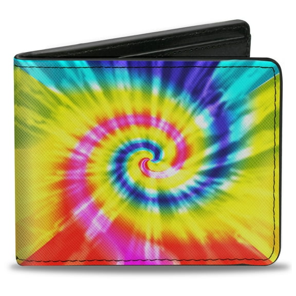 Buckle-Down Wallet, Bifold, Tie Dye Spiral Multi Color, Vegan Leather