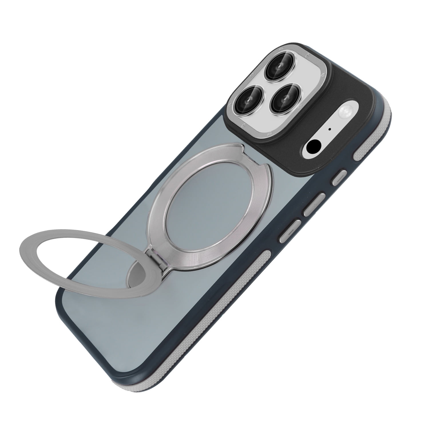 Anti-Fingerprint Matte Transparent Case with Kickstand for iPhone 17 Pro Max - Grey