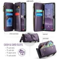 thumbnail image 3 of CaseMe Leather for Samsung Galaxy S25 6.2" Case Wallet【RFID Blocking】with 7-Card Holder Zipper Bills Slot, Soft PU Leather Magnetic Shoulder Wrist Strap for Samsung Galaxy S24 6.2" Wallet Case Women, 3 of 13