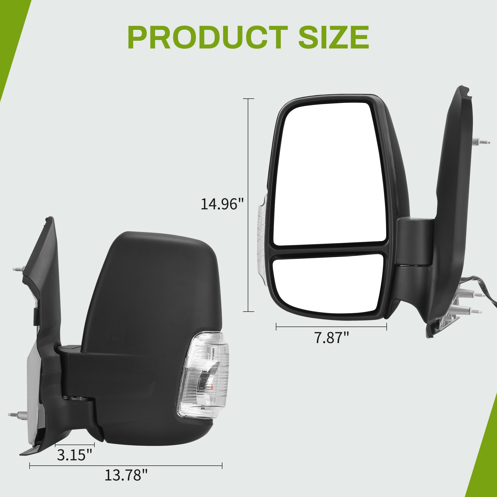 LEDKINGDOMUS Left Driver Side View Mirror Replacement Part Power Heated Power Folding LED Turn Signal For Ford Transit 150 250 350 350 HD 2015 2016 2017 2018 2019 2020 2021 Driver Side
