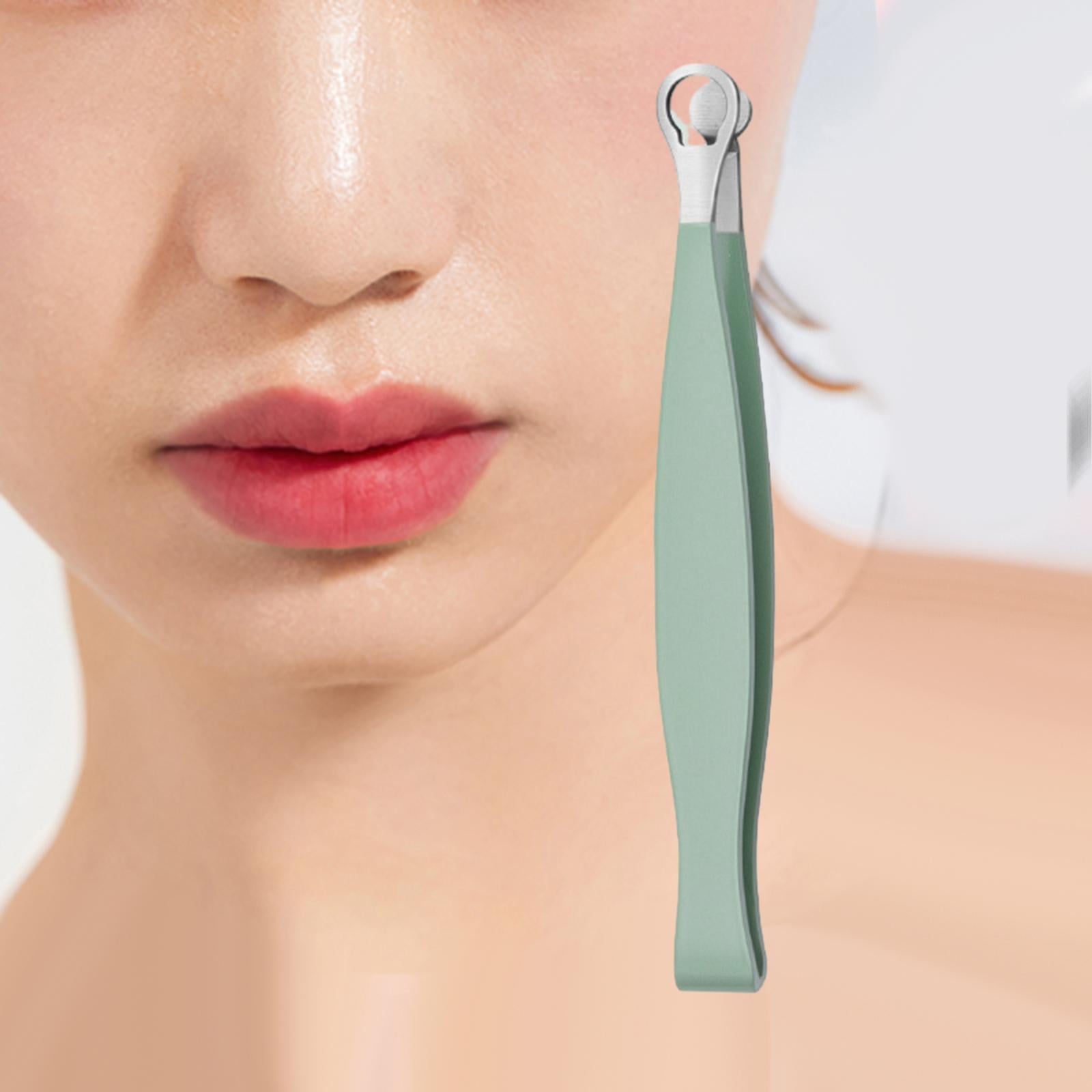 TOOYFUL 4xUniversal Nose Hair Trimming Tweezers Round Tipped Tweezers for Eyebrow Hair Green