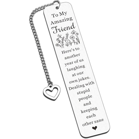 Friendship Bookmark for Women, Silver Stainless Steel, 1.65 x 6.69 inches