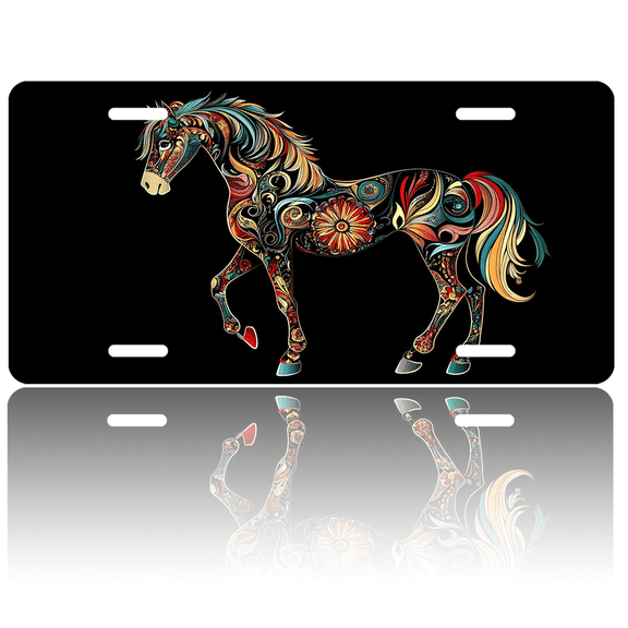1 Pcs 2D Flat License Plate Covers & Frames, Colorful Decorated For Decorative Front, Waterproof For Decoration Aluminum License Plate Covers & Frames Cover For Men Women, 12" X 6"