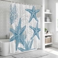 thumbnail image 5 of Coastal Starfish Shower Curtain Set - 48" x 72" Washable Bathtub Curtain with 12 Hooks, 0cean Nautical Coral Seagrass Nature Waterproof Fabric Stall Shower Curtains for Bathroom/Bathtub Décor, 5 of 6
