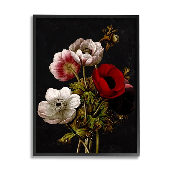 Stupell Industries Vintage Poppy Bouquet Botanical & Floral Painting Black Framed Art Print Wall Art, 11 x 14