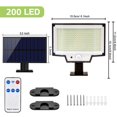 thumbnail image 1 of Luces LED solares para exteriores, lámpara de pared con sensor de movimiento, impermeable, 200 LED, superbrillante, para Calle, jardín, porche, 3 modos, 126, 1 of 4