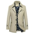 thumbnail image 4 of KKBOTIVE Mens Trench Coat One Slim Fit Mid Long Jackets Casual Fall Windbreaker Overcoat Men's Fashion Khaki2 Size: XXXXL, 4 of 4