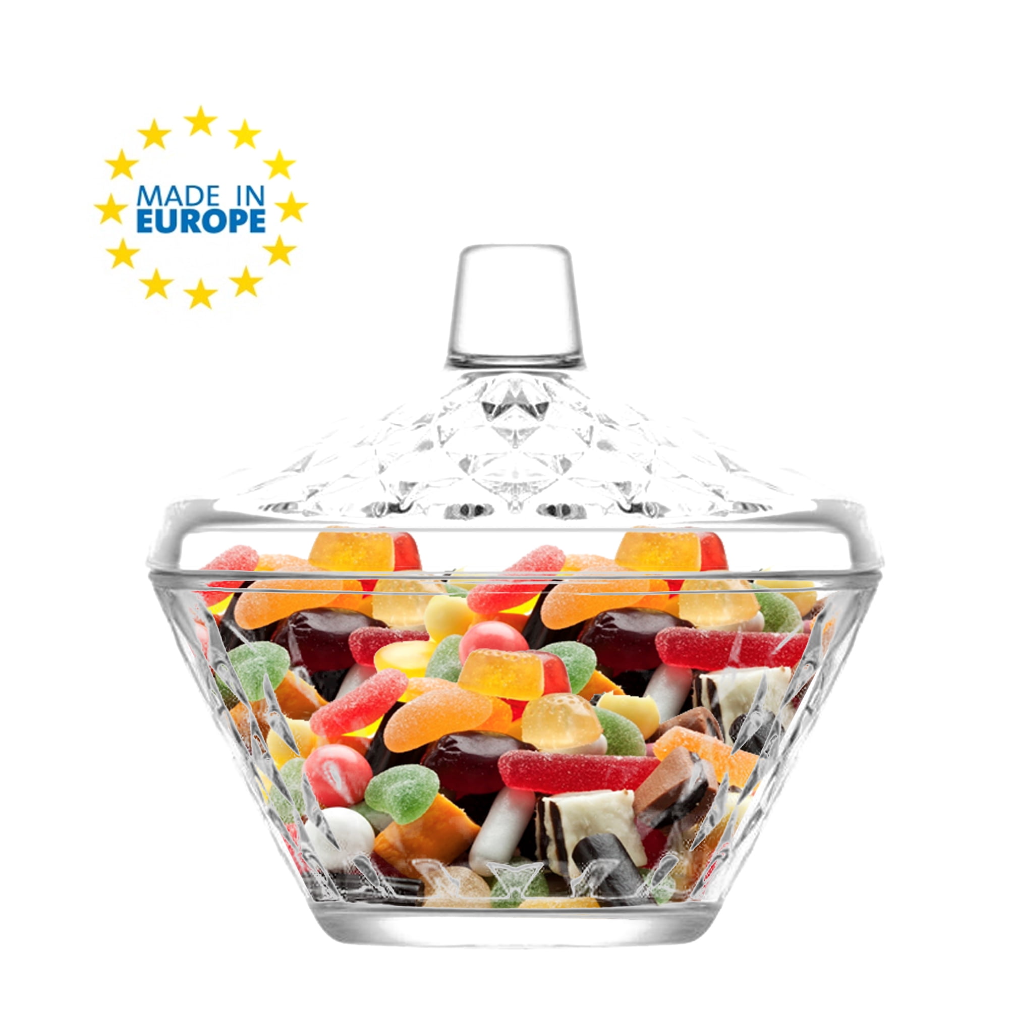 LAV Candy Serving Bowls with Lids, Clear Glass Candy Jar for Candy