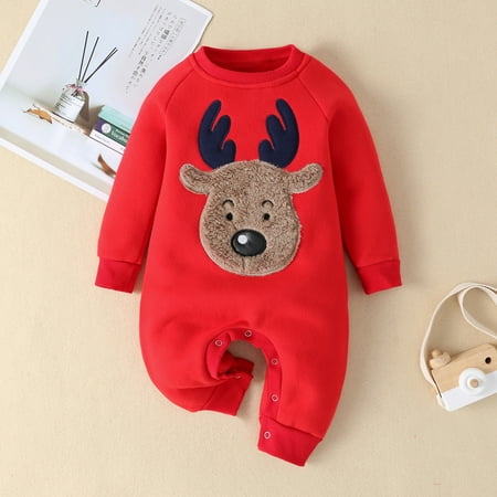 

CHGBMOK Christmas Deals Newborn Infant Baby Boy Girl Long Sleeve Christmas Deer Romper Jumpsuit Clothes Clearance