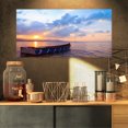 thumbnail image 1 of Small Fishermen Boat at Sunset - Modern Seashore Canvas Art, 1 of 3