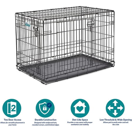 MidWest Homes For Pets Double Door iCrate Metal Dog Crate, 36