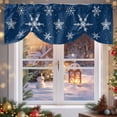 thumbnail image 6 of Christmas Snowflake Tie Up Valances Curtain, Blue Winter Classic Texture Adjustable Rod Pocket Short Window Treatment Tie Up Curtains Valances for Kitchen Living Room Bathroom 60x18 Inches, 6 of 9