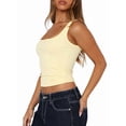 thumbnail image 4 of Women Summer Square Neck Tank Tops Workout Cropped Ribbed Summer Camisole Sleeveless Clothes Yellow S, 4 of 10