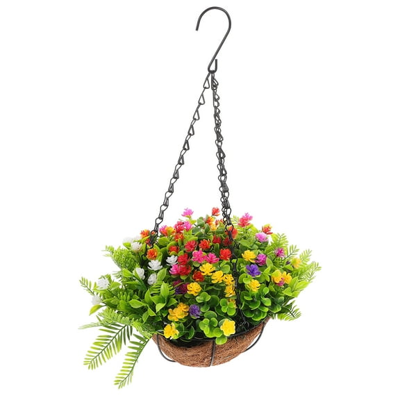 DINHEAROM Outdoor Planter Artificial Flower Multi Plastic 1Pcs Half Circle Pot