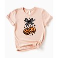 thumbnail image 4 of Halloween Jack-O-Lantern Pumpkin With Black Bow Shirt for Women, Teens & Girls Spooky Season Tee Peach Shirt Adult 2XL, 4 of 4