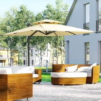 Royard Oaktree Heavy Duty 10ft Offset Patio Umbrella with Aluminum Cross Base, 360-degree Rotation Hanging Cantilever Umbrella Market Outdoor Sun Shade for Backyard, Deck, Poolside, Beige