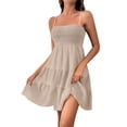 thumbnail image 2 of Womens Sleeveless Smocked Mini Dress Flowy Cute Summer Dresses Boho Spaghetti Strap Tiered A Line Casual Sundress, 2 of 7