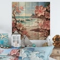 thumbnail image 2 of Designart "Blooming Pink Beachside in Papercut II" Nautical & Beach Print on Natural Pine Wood, 2 of 5