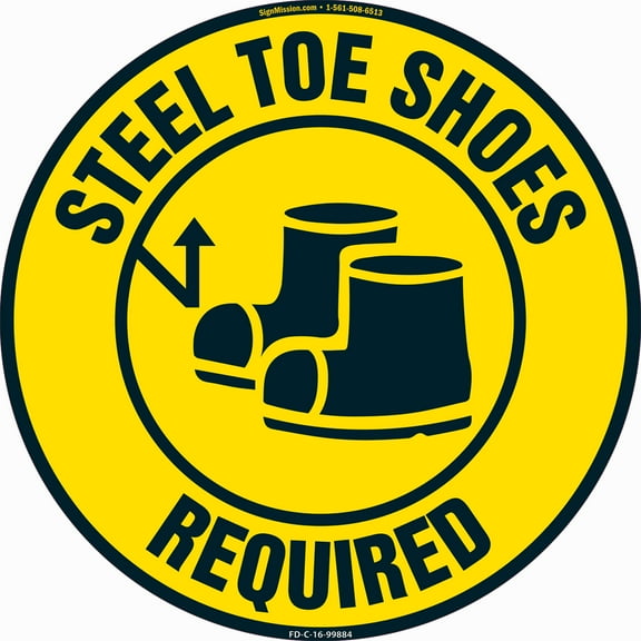 Steel Toe Shoes Required Non-Slip Floor Marker | 3 Pack of 16" Circle Vinyl Decal | Protect Your Business, Work Place & Customers |  Made in The USA