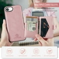 thumbnail image 6 of Wallet Case for iPhone 16e with Detachable Card Holder Slots, Premium PU Leather Slim Protective Cover with Back Kickstand Magnetic Closure, Shockproof Phone Case for iPhone 16e, Pink, 6 of 8