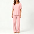 thumbnail image 4 of Naittoop Soft Pajama Set for Women Short Sleeve from Sleepwear Lightweight Loose Pajamas Pjs Sets, 4 of 5