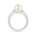 thumbnail image 2 of ANGARA Freshwater Cultured Pearl Ring with Diamond Collar in 14K White Gold for Women | June Birthstone, Birthday, Anniversary, Jewelry Gift for Women | Pearl Ring, 2 of 9
