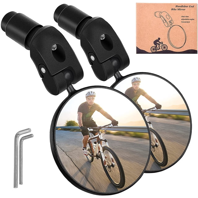 Bike Mirror, Bicycle Mirrors Handlebar Rearview Mirror,Easy to Install,360° Rotating Adjustable HD Safety Convex Mirror with Wide Filed of View (2 Pack) for Road Mountain Scooter Bike