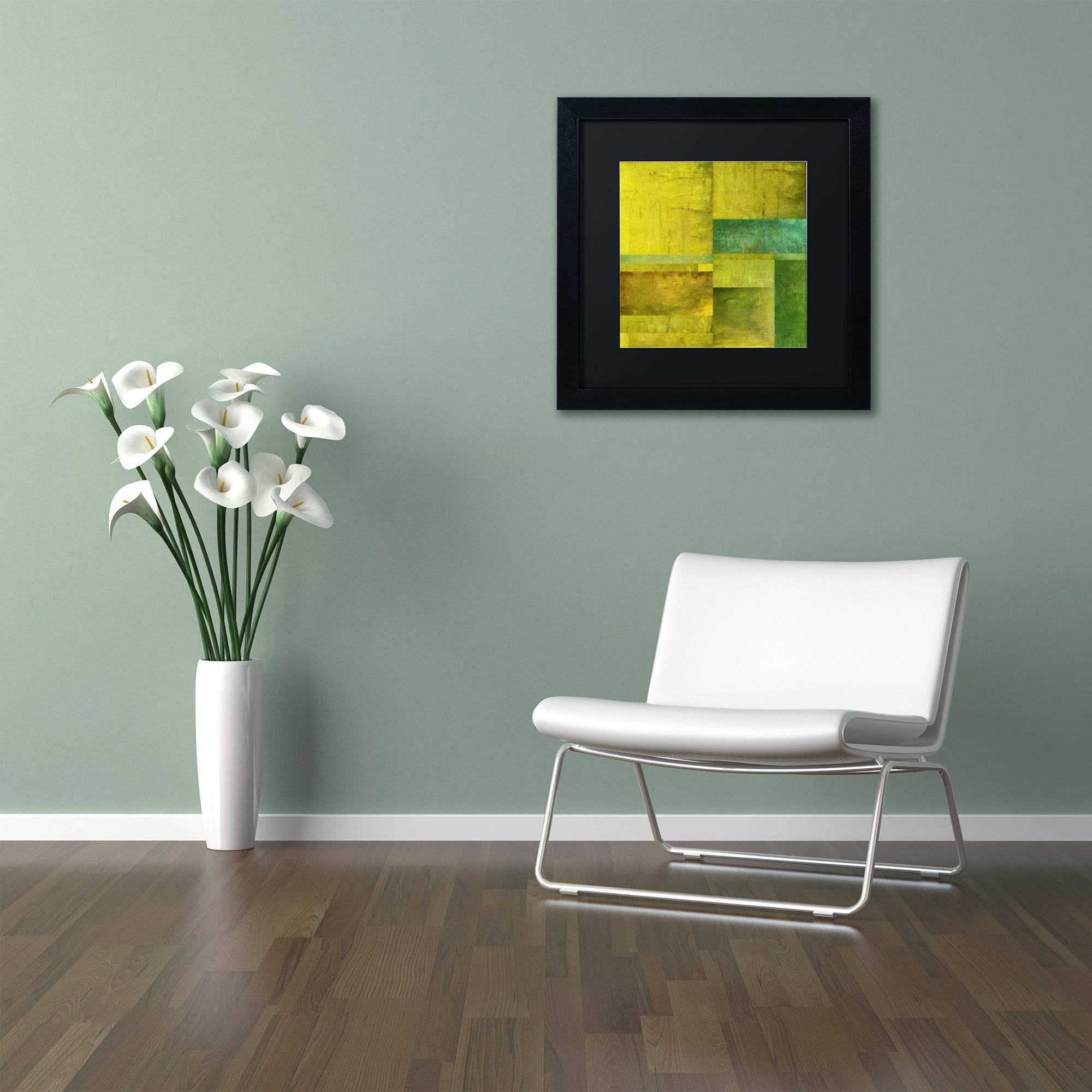 Trademark Fine Art "Essence of Green" Canvas Art by Michelle Calkins, Black Matte, Black Frame
