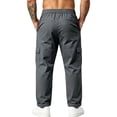 thumbnail image 3 of Cargo Pants for Mens Solid Color Multi Pocket Elastic Waist Drawstring Outdoor Workout Pants Casual Straight Leg Athletic Pants for Hiking, 3 of 7