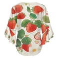thumbnail image 6 of Strawberry Fruit Watercolor Women's V-Neck Blouse With 3/4 Ruffled Bell Sleeves Casual Top Ladies Blouses, 6 of 7