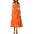 thumbnail image 2 of Women's Long A-line Dress, Summer Sleeveless One-shoulder Smocked Solid Color Cutout One-piece, 2 of 6