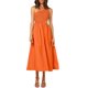 thumbnail image 2 of SAYOO vestidos largos acampanados para mujer 2022, verano sin mangas de un hombro fruncido Color sólido recorte de una pieza SAYOO casual, 2 of 6