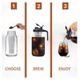 thumbnail image 2 of Glass Cold Brew Coffee Maker 64oz – Iced Coffee Pitcher with Stainless Steel Filter – Mason Jar Cold Brew System for Home & Office – Leakproof Lid & Handle, 2 of 8