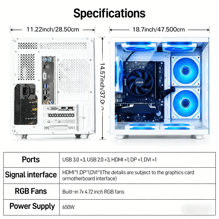 WIWB Gaming Desktop PC, Ryzen 5 3500X, RX560 4G, 16GB RAM, 512GB