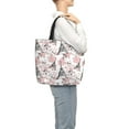 thumbnail image 3 of Defioc Paris Pattern Tote Bag for Women,Large Capacity Tote Bag with Zipper Casual Shoulder Handbags Shopping Bag, 3 of 8