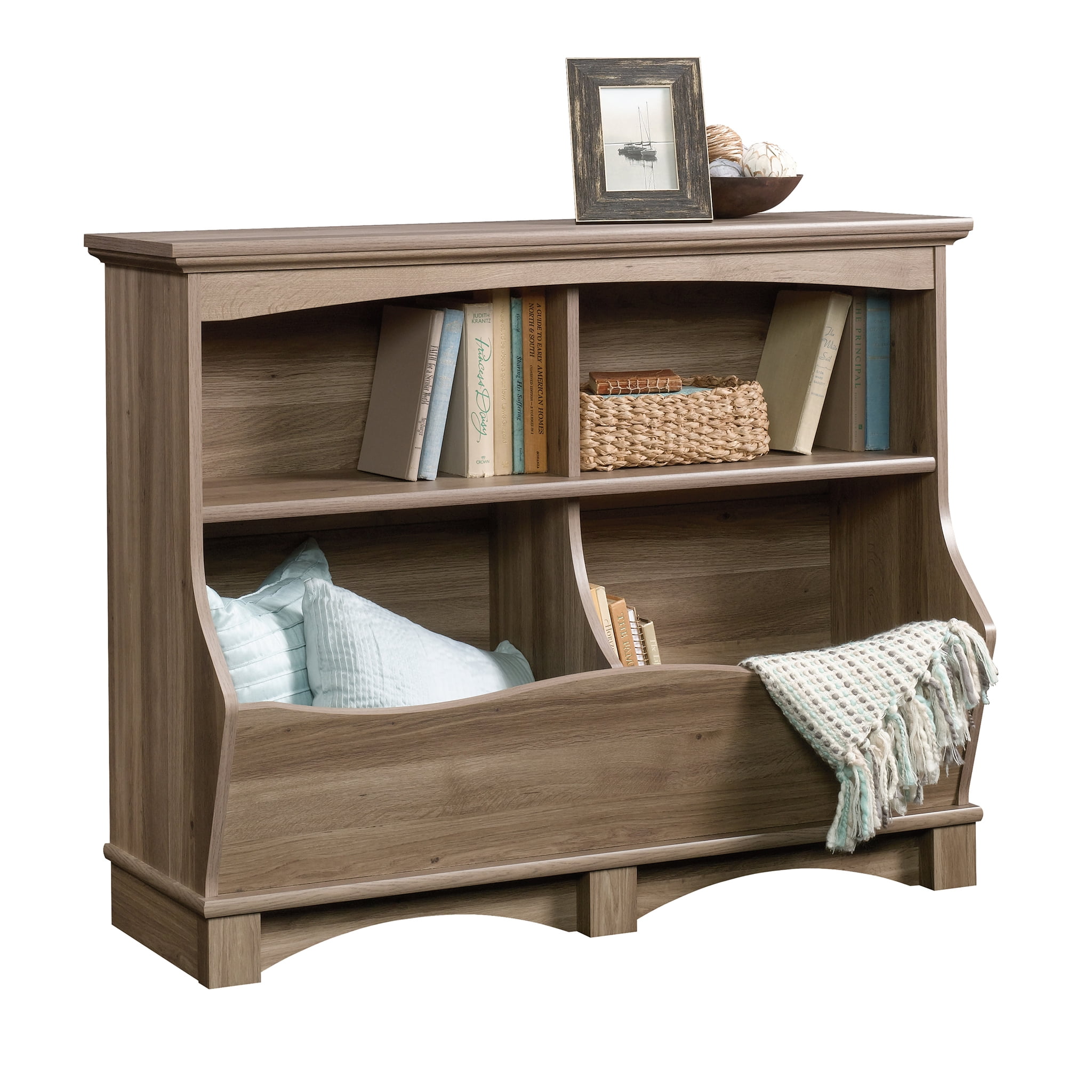 Sauder Harbor View Bin Bookcase Salt Oak Finish Com Sauder Harbor View Bin Bookcase Salt Oak Finish