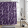 thumbnail image 3 of Violet Purple Shower Curtain, White Tree Branch Botanical Abstract Plant Leaves Waterproof Shower Curtain Set with 12 Hooks Lightweight Bath Curtains Fabric Bathroom Decor 60x72 Inches, 3 of 9