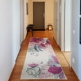 thumbnail image 1 of Flowers Decorative Rug, Buds Leaf at the top Left Corner Season Celebrating Theme Illustration, Quality Carpet for Bedroom Dorm and Living Room, 6 Sizes, Fuchsia White, by Ambesonne, 1 of 2