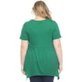 thumbnail image 3 of White Mark Short Sleeve Shirred Front Knit Tunic Top with Pockets, Women's Plus, 1X-3X, 3 of 6