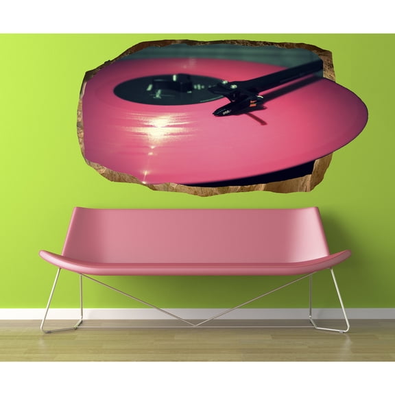 Startonight 3D Mural Wall Art Photo Decor Pink Vinyl Amazing Dual View Wall Mural Wallpaper for Bedroom Music Large 47.24 ‘’ By 86.61 ‘’